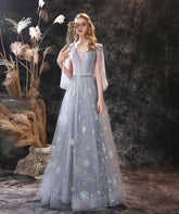 Gray Maxi Snow Flake Sequins Formal Prom Evening Dress EN3905Gray Maxi Snow Flake Sequins Formal Prom Evening Dress EN3905